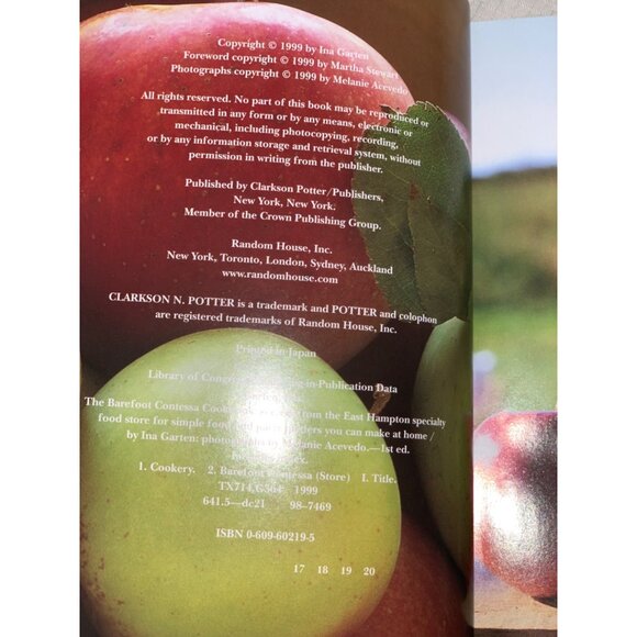 Vintage Barefoot Contessa Cookbook Ina Garten Hardcover 1999 Recipe Food Kitchen - Picture 5 of 6